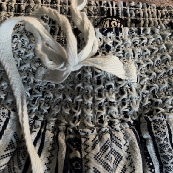 American Original Rewash Brand Striped Linen Pants Smocked Elastic Waist Sz S - Picture 3 of 12